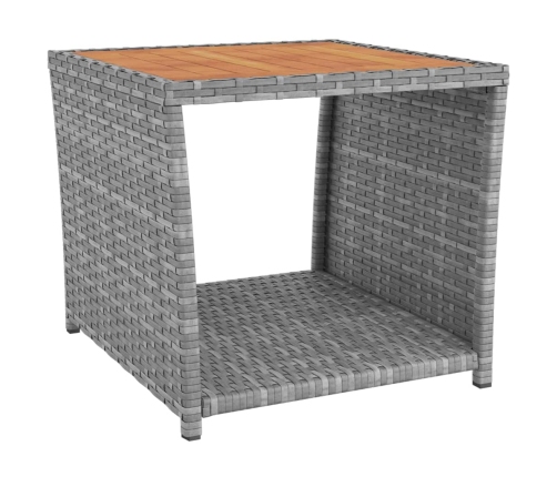 Juego muebles jardín 3 pzas madera acacia ratán sintético gris