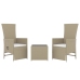 Juego de muebles jardín 3 piezas acero y ratán sintético beige