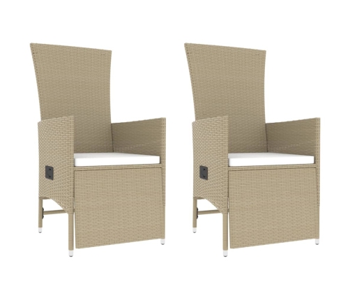 Juego de muebles jardín 3 piezas acero y ratán sintético beige
