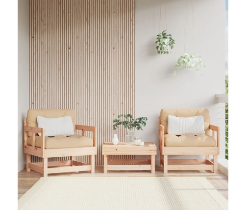 Sillones de jardín con cojines 2 uds madera maciza de pino