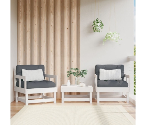 Sillones de jardín con cojines 2 uds madera maciza pino blanco