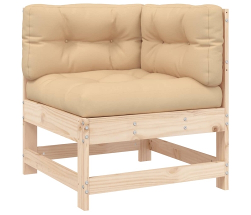 Sofá esquinero con cojines madera maciza de pino