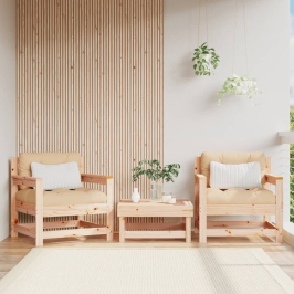 Sillones de jardín con cojines 2 uds madera maciza de pino