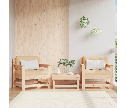 Sillones de jardín con cojines 2 uds madera maciza de pino