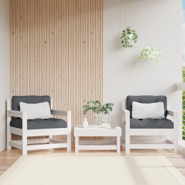 Sillones de jardín con cojines 2 uds madera maciza pino blanco