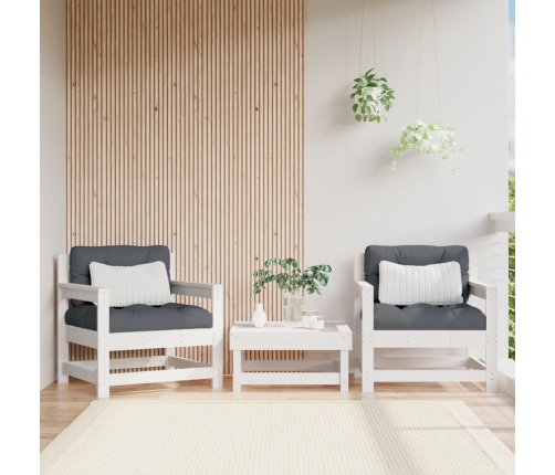 Sillones de jardín con cojines 2 uds madera maciza pino blanco