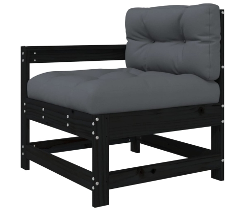 Sillón de jardín con cojines madera maciza de pino negro