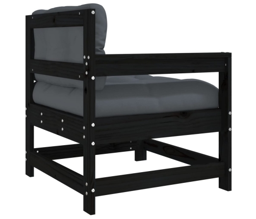 Sillón de jardín con cojines madera maciza de pino negro