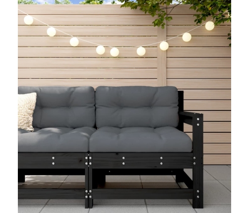 Sillón de jardín con cojines madera maciza de pino negro