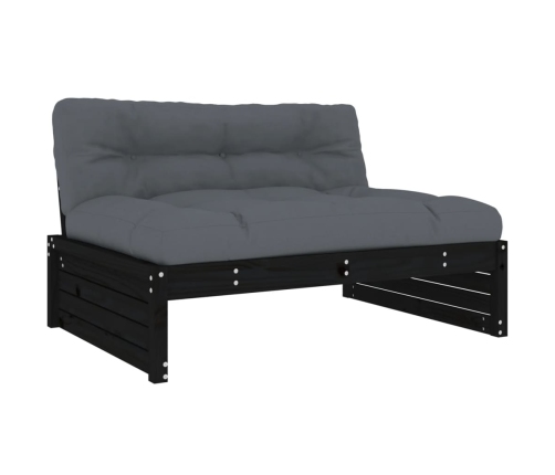 Sofá central madera maciza de pino negro 120x80 cm
