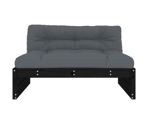 Sofá central madera maciza de pino negro 120x80 cm