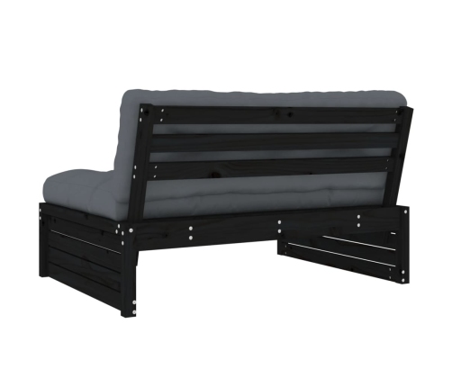 Sofá central madera maciza de pino negro 120x80 cm