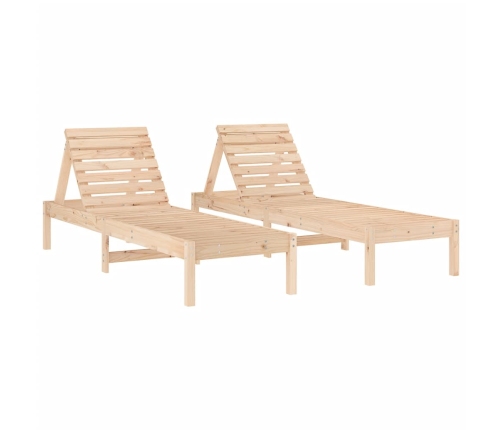 Tumbonas con mesa 2 uds madera maciza de pino