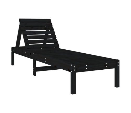 Tumbonas con mesa 2 uds madera maciza de pino negro