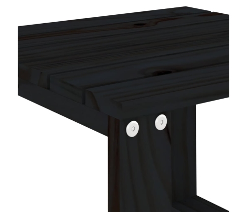 Tumbonas con mesa 2 uds madera maciza de pino negro