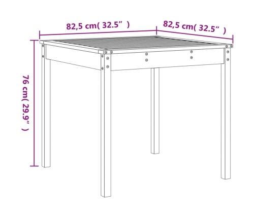Mesa y sillas de jardín 3 piezas madera maciza de pino negro