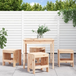 Juego de comedor de jardín 5 piezas madera maciza de pino