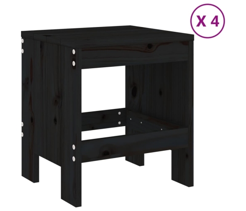 Juego de comedor de jardín 5 piezas madera maciza pino negro