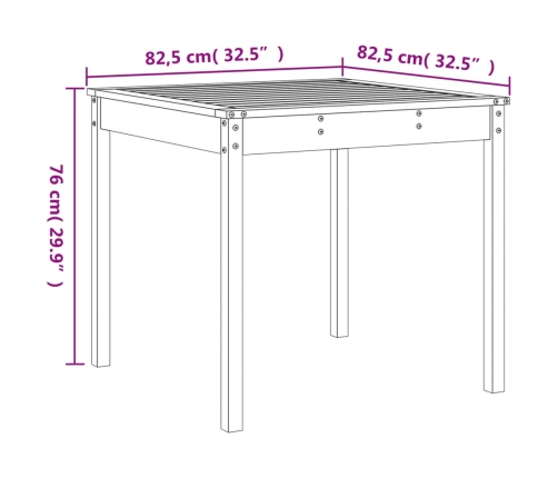 Juego de comedor de jardín 5 piezas madera maciza pino negro