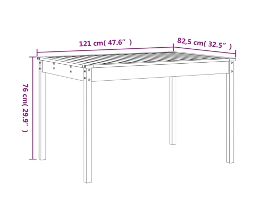 Juego de comedor de jardín 5 piezas madera maciza de pino