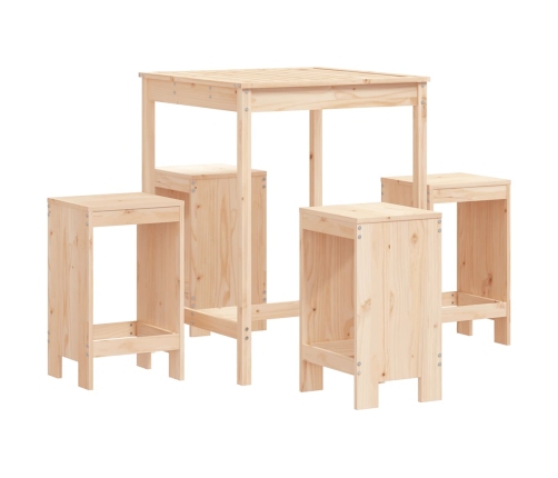 Set de mesa y taburetes altos jardín 5 pzas madera maciza pino