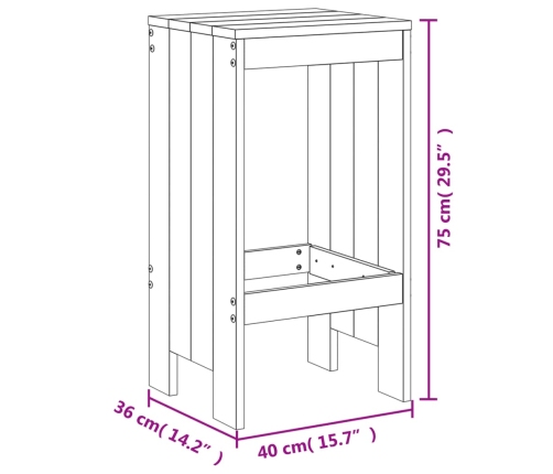 Set de mesa y taburetes altos jardín 5 pzas madera maciza pino