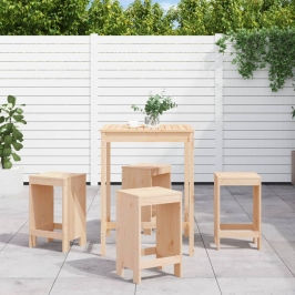 Set de mesa y taburetes altos jardín 5 pzas madera maciza pino