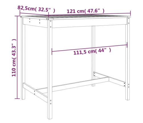 Set de mesa y taburetes altos jardín 5 pzas madera maciza pino