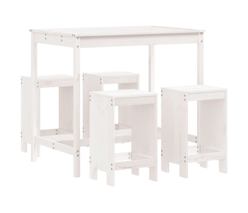 Set de mesa y taburetes altos jardín 5 pzas madera pino blanco