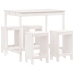 Set de mesa y taburetes altos jardín 5 pzas madera pino blanco