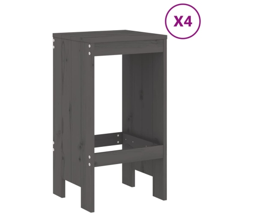 Set de mesa y taburetes altos jardín 5 piezas madera pino gris