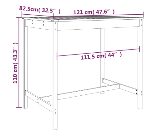 Set de mesa y taburetes altos jardín 5 piezas madera pino gris