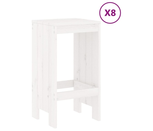 Mesa y taburetes altos jardín 9 pzas madera maciza pino blanco