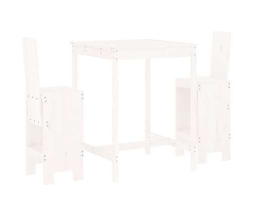 Set de mesa y taburetes altos jardín 3 pzas madera pino blanco