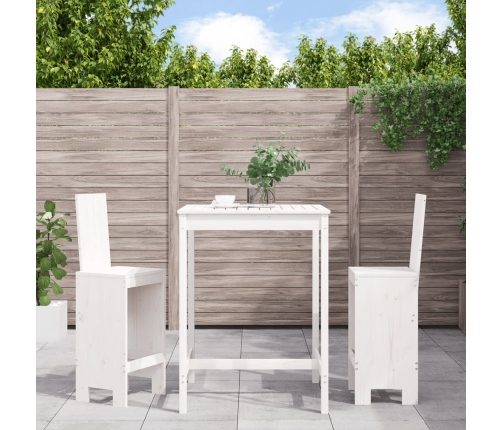 Set de mesa y taburetes altos jardín 3 pzas madera pino blanco