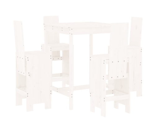 Set de mesa y taburetes altos jardín 5 pzas madera pino blanco