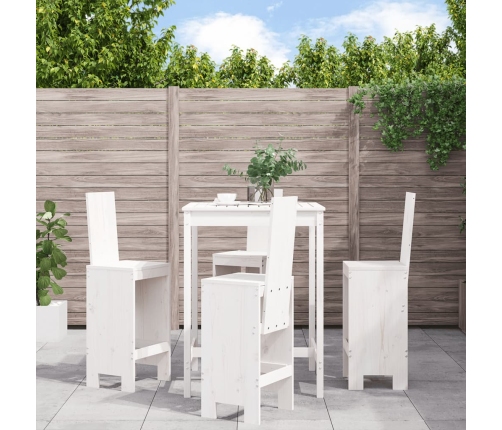 Set de mesa y taburetes altos jardín 5 pzas madera pino blanco