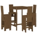 Mesa y taburetes altos de jardín 5 pzas madera pino marrón miel