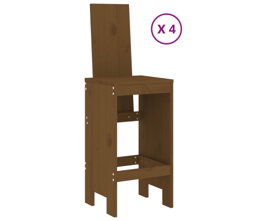 Mesa y taburetes altos de jardín 5 pzas madera pino marrón miel
