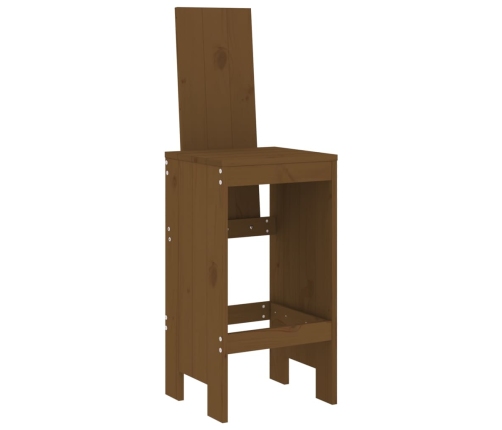 Mesa y taburetes altos de jardín 5 pzas madera pino marrón miel
