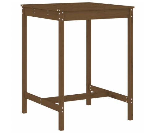 Mesa y taburetes altos de jardín 5 pzas madera pino marrón miel