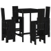 Set de mesa y taburetes altos jardín 5 piezas madera pino negro