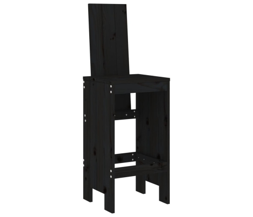 Set de mesa y taburetes altos jardín 5 piezas madera pino negro