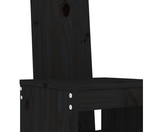 Set de mesa y taburetes altos jardín 5 piezas madera pino negro