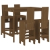 Mesa y taburetes altos de jardín 5 pzas madera pino marrón miel