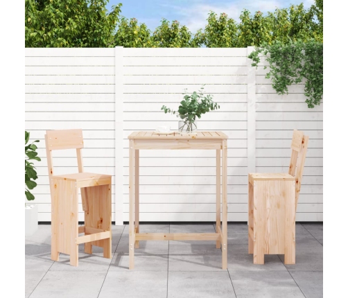 Set de mesa y taburetes altos 3 piezas madera maciza de pino