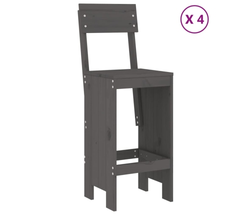 Set de mesa y taburetes altos jardín 5 piezas madera pino gris