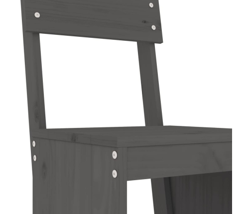Set de mesa y taburetes altos jardín 5 piezas madera pino gris