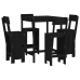 Set de mesa y taburetes altos jardín 5 piezas madera pino negro