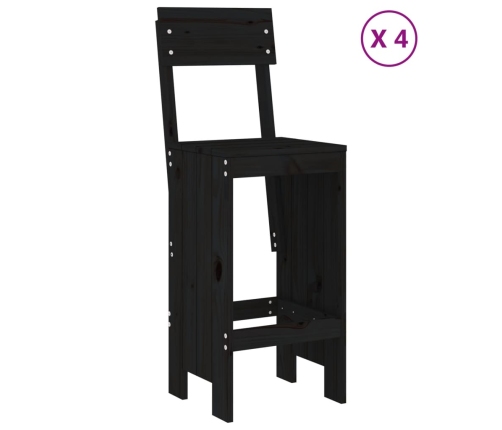 Set de mesa y taburetes altos jardín 5 piezas madera pino negro